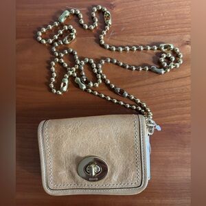 Coach Legacy Leather Mini Bag Purse with Gold Chain